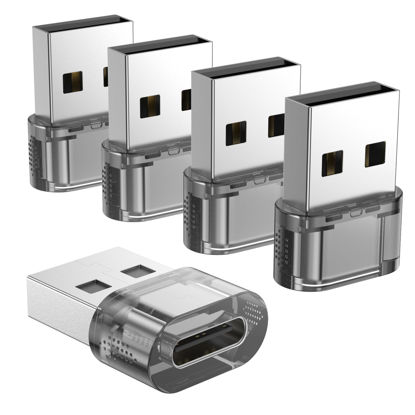 Picture of USB-A to USB-C Adapter 5 Pack, USBC Female to A Male Converter Charger, USB to USBC Converter for iPhone 15 Plus Pro Max/Apple Watch Ultra iWatch/AirPods/iPad Air/Car/Galaxy S24 S23 S22 Ultra