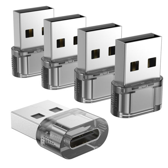 Picture of USB-A to USB-C Adapter 5 Pack, USBC Female to A Male Converter Charger, USB to USBC Converter for iPhone 15 Plus Pro Max/Apple Watch Ultra iWatch/AirPods/iPad Air/Car/Galaxy S24 S23 S22 Ultra