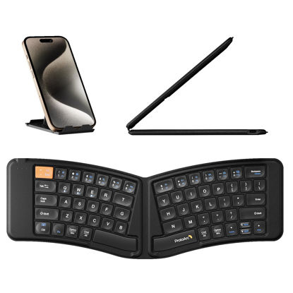 Picture of ProtoArc Ergonomic Foldable Keyboard, XK03 Split Folding Bluetooth Keyboard, Ultra Slim Travel Keyboard, Portable Bluetooth Keyboard for iPad, iPhone, Tablet, Laptop, PC