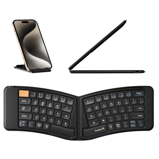 Picture of ProtoArc Ergonomic Foldable Keyboard, XK03 Split Folding Bluetooth Keyboard, Ultra Slim Travel Keyboard, Portable Bluetooth Keyboard for iPad, iPhone, Tablet, Laptop, PC