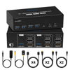 Picture of KVM Switch for 3 Monitors 2 Computers, USB 3.0 8K@60Hz 4K@120Hz Three Monitor 2 DP + 1 HDMI for 2 PC Share 3 Monitor and USB Keyboard Mouse Printer, 4 DP Cables / 2 HDMI Cables / 2 USB Cables Included