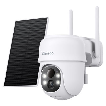 Picture of Cinnado Security Cameras Wireless Outdoor-2K Cameras for Home Security Outside Solar/Battery Powered 2.4G WiFi, 360° Color Night Vision, 2 Way Audio, PIR Human Detection, Works with Alexa/Google Home