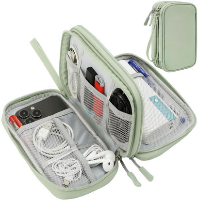 Picture of CAAORDKSO Cord Organizer Travrel Bag, Electronic Organizer Travel Case, Water Resistant Cable Organizer Pouch for Cable, Cord, USB, Charger, Phone, Power Bank, Earphone (Mint Green, Medium)
