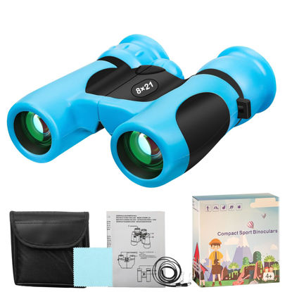Picture of BLACKICE Binoculars for Kids, High-Resolution 8x21, Kids Binoculars Gift Set for Boys & Girls, Shockproof & Compact for Bird Watching, Travel, Hiking, Camping, Hunting, Children Outdoor Gear(Blue)