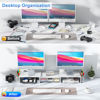 Picture of gianotter Dual Monitor Stand Riser, Desk Organizer With Drawer and 2 Pen Holders, Desk Accessories & Workspace Organizers, Monitor Stand for Desk, Office Decor Essentials (White)