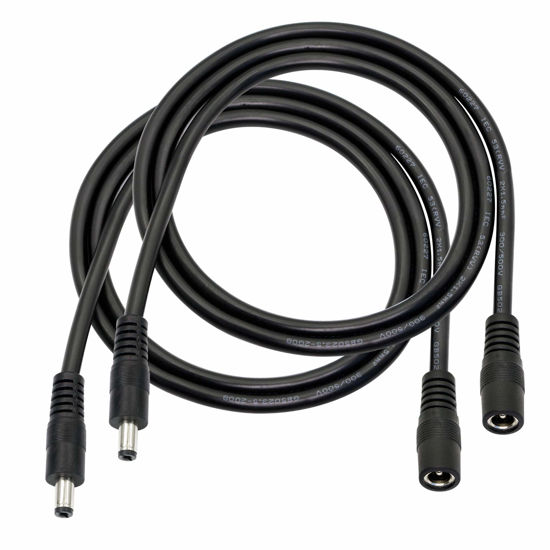 Picture of GINTOOYUN DC Power Extension Cable，DC 5.5mm x 2.1mm Male to Female Power Adapter Cable，3FT 18AWG Heavy Duty Cord for 12V CCTV Wireless IP Camera,LED,Car,More.-2PCS