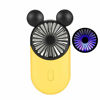Picture of Kbinter Cute Personal Mini Fan, Handheld & Portable USB Rechargeable Fan with Beautiful LED Light, 3 Adjustable Speeds, Portable Holder, for Indoor Or Outdoor Activities, Cute Mouse (Yellow)
