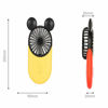 Picture of Kbinter Cute Personal Mini Fan, Handheld & Portable USB Rechargeable Fan with Beautiful LED Light, 3 Adjustable Speeds, Portable Holder, for Indoor Or Outdoor Activities, Cute Mouse (Yellow)