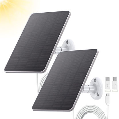 Picture of TEKCAM Solar Panel Compatible with WYZE Battery Cam Pro, 2 Pack Solar Panel 4W with 10ft Micro USB Charging Extension Cable for Indoor/Outdoor Battery Powered Security Camera, Adjustable Wall Mount