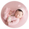 Picture of Zeroest Newborn Photography Props Boy Outfits Baby Photo Shoot Prop Outfit Bebe Boy Picture Bear Hat Footed Romper Set Costume (Pink)