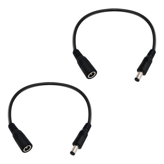 Picture of 1ft-2pcs 5.5x2.1mm, 18AWG, 12 Volt Extension Cord, Barrel Connector, Male to Female DC Power Extension Cord for Solar, Camera Battery Packs, Routers, LED Light Strips, Projectors, Printers