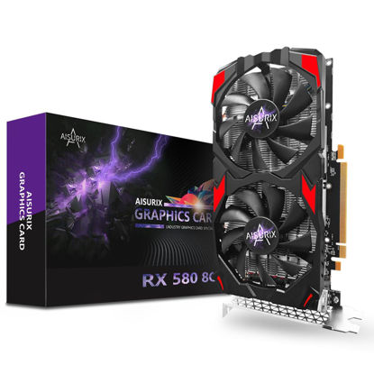 Picture of Kelinx AISURIX RX 580 Graphics Card, 2048SP, Real 8GB, GDDR5, 256 Bit, Pc Gaming Video Card, 2XDP, HDMI, PCI Express 3.0 with Freeze Fan Stop for Desktop Computer Gaming Gpu