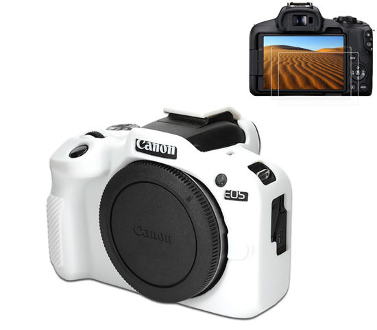 Picture of Pocoukate Case for Canon EOS R100 Camera, Soft Silicone Protective Cover Skin with EOS R100 Screen Protector Accessories for Canon EOS R100 Mirrorless Camera Silicone Case - White