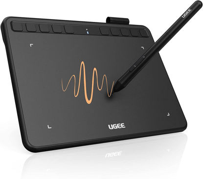 Picture of UGEE S640 Graphics Drawing Tablet, Digital Draw Art Pad with Pen Battery-Free Stylus Tilt Function 8192 Levels Pressure Sensitivity 10 Express Keys for Mac, Windows PC and Android