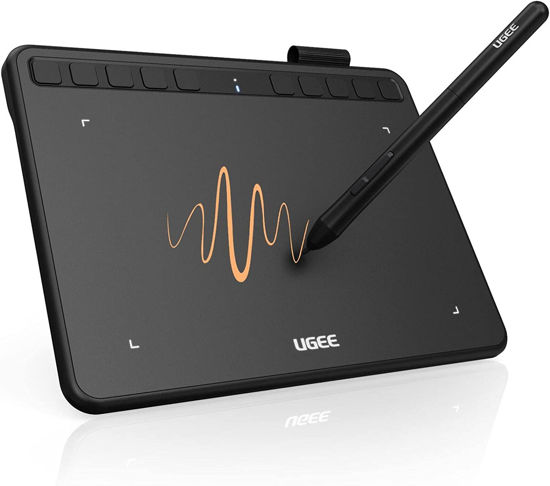 Picture of UGEE S640 Graphics Drawing Tablet, Digital Draw Art Pad with Pen Battery-Free Stylus Tilt Function 8192 Levels Pressure Sensitivity 10 Express Keys for Mac, Windows PC and Android