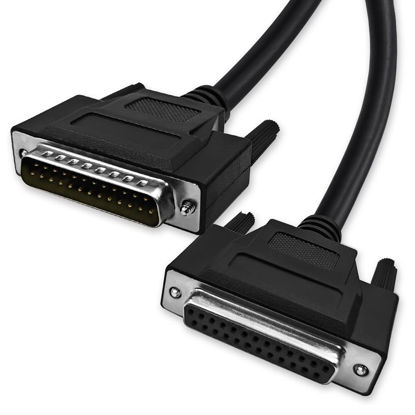 Picture of XANHAM DB25 25 Pin 9.8 Feet(3 Meter) Two Row Straight Through Serial Cable, Double Shielded(Metal Braiding&AL-foil), Female to Male, Black, SC920S09FM