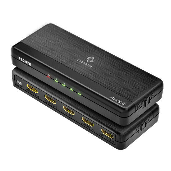 Picture of SHERRIVA 4K HDMI Splitter - HDMI Splitters, 4K@60Hz, 1080P@240Hz, Auto Downscaling, HDR, HDCP 2.3, 18 Gbps, EDID, Duplicate/Mirror 4K Screens Only, HDMI Splitter for TV, Multiple Monitors (1 in 4 out)