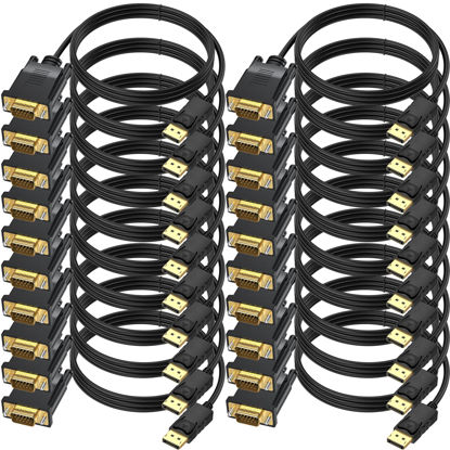 Picture of DisplayPort to VGA Cable 6 FT, 20-Pack Display Port DP to VGA Adapter Cord Male to Male HD Video 1080P for Computer, Monitor, TV, Projector