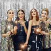 Picture of 2 Pack Silver Backdrop Curtain Party Decorations Foil Fringe Backdrop Silver Tinsel Streamers Birthday Bachelorette New Year Christmas Wedding Baby Shower Disco Party Decorations