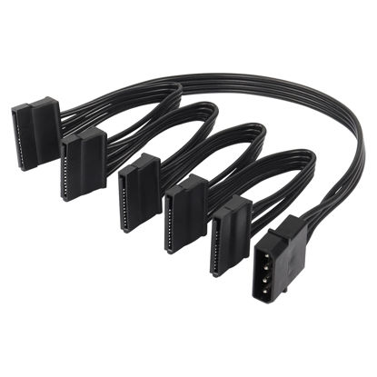 Picture of SinLoon IDE to SATA Power Splitter Cable, LP4 4 Pin Male to 5 SATA Female Power Extension Hard Drive Cable,for HDD SSD and Optical Drives 18AWG-24cm