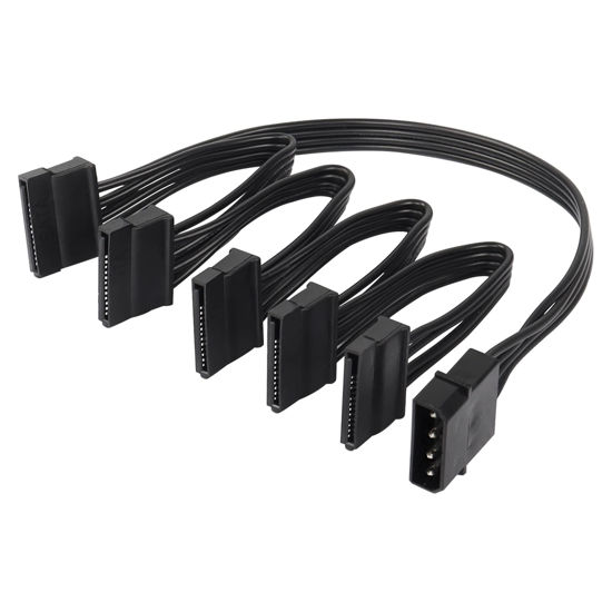 Picture of SinLoon IDE to SATA Power Splitter Cable, LP4 4 Pin Male to 5 SATA Female Power Extension Hard Drive Cable,for HDD SSD and Optical Drives 18AWG-24cm