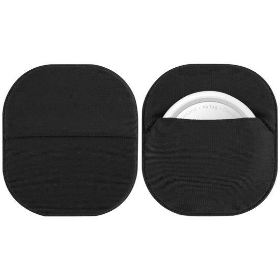 Picture of Airtag Holder Case Sticker Cover: CaSZLUTION 2 Pack Stick-On Mount Airtag Holder Protective Airtag Case Sleeve Compatible with Apple Airtags for TV Remote Luggage Bike Car Laptop (Black)