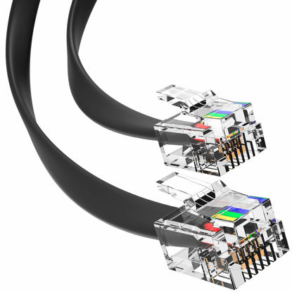 Picture of G-PLUG 50FT RJ11 Cable Phone Cord for Landline & Telephone Cord for RJ11 to RJ11 Devices - Smooth, Clear Connections & Optimum Quality - Durable Phone Cable with 4 Gold-Plated Contact Pins (Black)