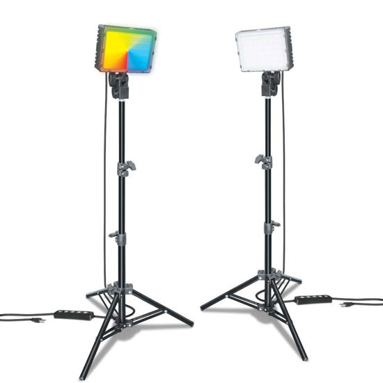 Picture of Bower 2-Pack Dimmable USB LED Video Light with Pro Adjustable 21-46" Tripod Stand, 2-Pack for Tabletop/Low-Angle Shooting, Zoom/Video Conference Lighting/Gaming/YouTube Video/Photography