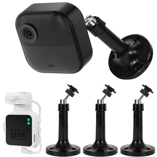Picture of Uraleyeon Long Blink Outdoor Camera Mount Kit, Compatible with Blink 4th & 3rd Gen Cameras - Includes 3 Adjustable Mounts, Sync Module 2 Outlet Mount, USB Cable, Blink Accessories