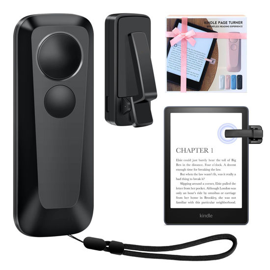 Picture of RF Remote Control Page Turner for Kindle Paperwhite Kobo eReaders, Kindle Page Turner for Camera Video Record and Shutter Selfie,eReaders Reading Accessories in Bed, Gifts for Readers (Black)