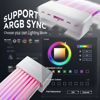 Picture of AsiaHorse ARGB PSU Cover Kit, Aurora Addressable RGB Power Extension Cover for Motherboard & GPU PC Cables, 5V 3Pin ARGB Sync, Fits 12+4-Pin/8pin/24pin (White)