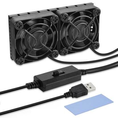Picture of ELUTENG Computer Fan USB 40mm Dual Row 2 in 1 USB PC Fans with 3 Adjustable Speeds 6500RPM Electronics USB Cooling Fan with Black Metal Grid for Laptop TV Box Xbox AV Cabinet PS5 Router Projector