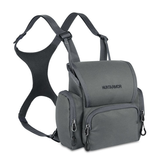 Picture of LUCKY CLOVER Binocular Harness Chest Pack with Rangefinder Pouch: Hunting Chest Pack Front Pouch Bino Adjustable Vest Bags, Bino Harness Great for Hunting, Hiking, and Shooting