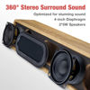 Picture of MICA Computer Speakers, Wired Computer Sound Bar, Wooden Mini Soundbar, USB Powered PC Speakers for Desktop Monitor, Laptop, Tablet, 3.5mm Aux Connection, Angled, Yellow (M30C)
