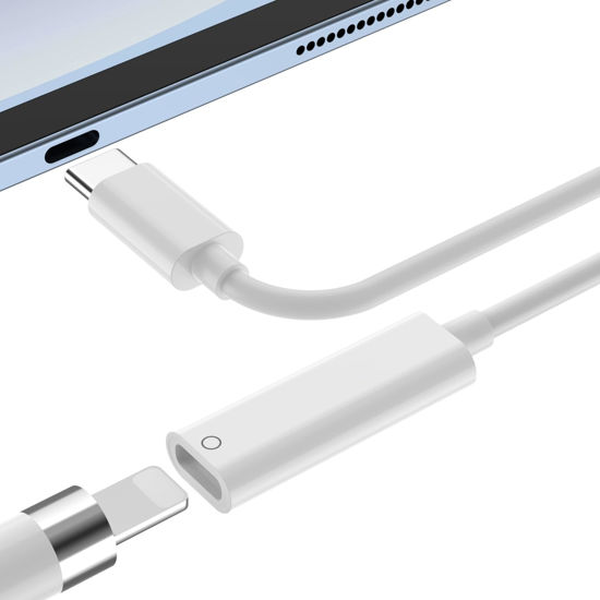 Picture of Pencil Charger Adapter for Apple Pencil 1st Generation Pairing for iPad 10th, USB C to Pencil Adapter Specific for iPencil 1st, USB-C to Lightning Pencil Charging Connector Dongle Cable for iPad 10