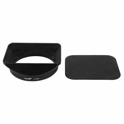 Picture of Haoge LH-G65 Bayonet Square Metal Lens Hood Shade with Cap for Fujifilm Fuji Fujinon GF 63mm F2.8 R WR and GF 45mm F2.8 R WR Lens on GFX100 GFX50S GFX50R