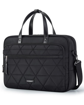 Picture of BAGSMART Laptop Bag for Women/Men, 15.6 Inch Briefcase, Stylish Leather Computer Messenger Bag for Office Business, Black