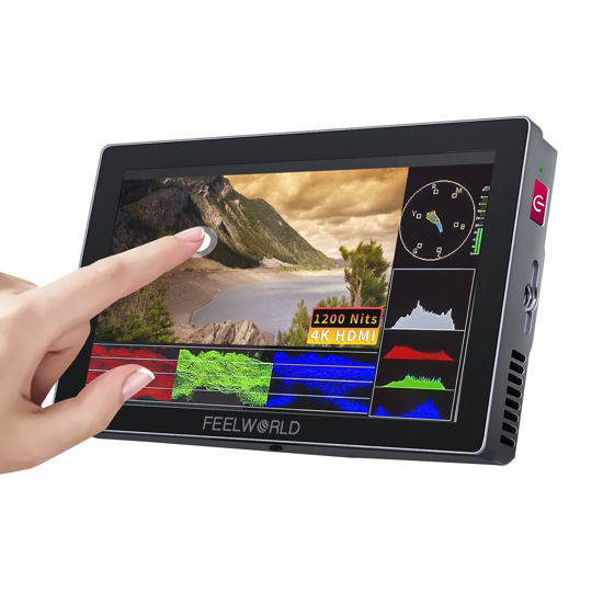 Picture of FEELWORLD P6X 5.5 Inch 1200nits Brightness Aluminum Housing On Camera Monitor,4K HDMI DSLR Camera Monitor with 3D Lut All Waveform Include Battery,Carry Case Micro HDMI Cords