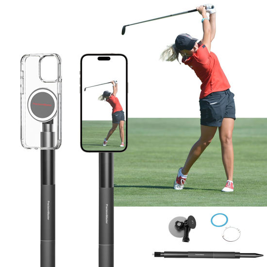 Picture of Golf Monopod Stick, Record Golf Swing with Magnetic Phone Holder, Adjustable Tripod with Spike Stake Golf Accessories Golf Swing Training, Compatible with Gopro Insta, Golf Train Aids