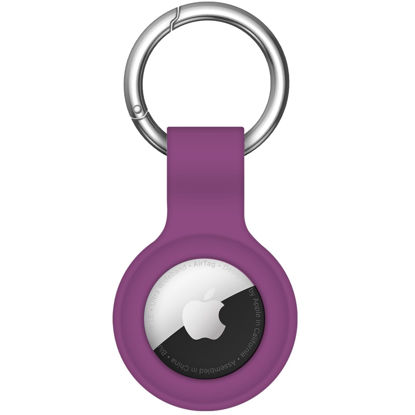 Picture of Linsaner Compatible with AirTag Case Keychain Air Tag Holder Silicone AirTags Key Ring Cases Tags Chain Apple AirTag GPS Item Finders Accessories（Deep Purple）