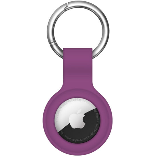 Picture of Linsaner Compatible with AirTag Case Keychain Air Tag Holder Silicone AirTags Key Ring Cases Tags Chain Apple AirTag GPS Item Finders Accessories（Deep Purple）