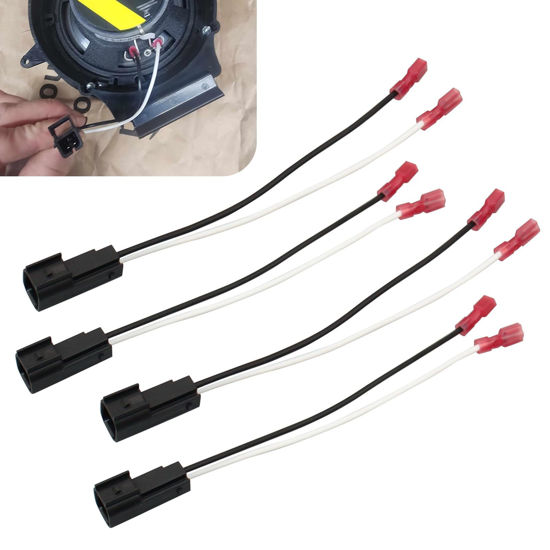 Picture of lekudo 4 PCS Car Speaker Wiring Harness Plug Connector, 72-5600 Waterproof Shell Heat-Resistant Copper Core Plug and Play Audio Accessories, Compatible with Ford Focus Chevrolet Mazda (Black)