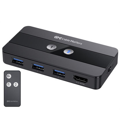 Picture of Cable Matters USB 3.0 KVM Switch HDMI 4K@60Hz for 2 Computers, HDMI KVM Switch 2 Port, KVM Switches (KVM HDMI Switch) with 4K 60 Hz HDMI Video & 3X 5Gbps USB Ports - RF Remote Control Switch