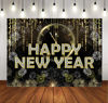 Picture of LYCGS 7x5ft Happy New Year Backdrop New Years Party Backdrop 2025 New Years Backdrop Black and Gold Happy New Year Backdrop New Year Decoration Banner X-288
