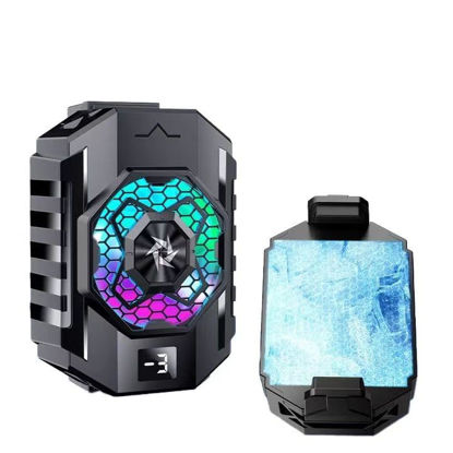Picture of Portable LED Phone Cooler Fan with Semiconductor Refrigeration, Mobile Phone Cooling Fan for 2.59-3.5 inches iPhone/Android Heatsink.for Tiktok Live Streaming, Outdoor Vlog, Mobile Gaming.
