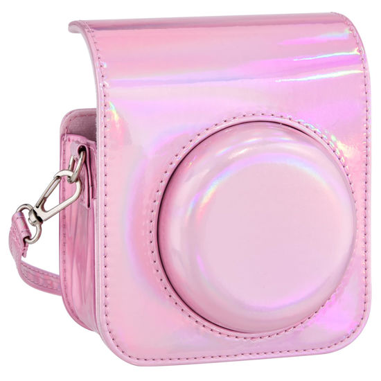 Picture of Sunmns Mini 12 Instant Camera Case, PU Leather Protective Compact Case Compatible with Instax Mini 12 Instant Camera (Bright Pink)
