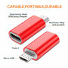 Picture of JXMOX USB C to Micro USB Adapter, (4-Pack) Type C Female to Micro USB Male Convert Connector Support Charge Data Sync Compatible with Samsung Galaxy S7/S7 Edge, Nexus 5/6 and Micro USB Devices (Red)