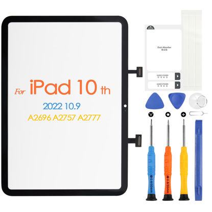 Picture of Screen Replacement for iPad 10 (10th Generation) 2022, Touchscreen Digitizer A2696 A2757 A2777 Glass Touch Screen for iPad 10th Gen 10.9 inch,Full Repair Kits (Not LCD Screen)