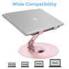 Picture of Swivel Laptop Stand for Desk, Adjustable Height Aluminum Computer Stand with 360 Rotating Base, Foldable Ergonomic Riser, Portable Laptop Holder Compatible with MacBook, All Laptops 10-17'', Pink