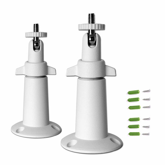 Picture of Security Camera Wall Mount Bracket (1/4'') Adjustable Indoor/Outdoor Mount Compatible with Arlo, WYZE, Amcrest, TENVIS, Faleemi, Wansview, CCTV Camera and Other Compatible Models (2 Pack / White)